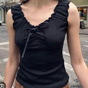 Brandy Melville Black Blaire Tie Scrunch Top